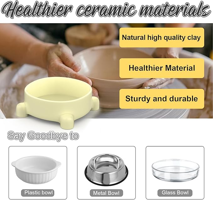 Ceramic Dog and Cat Bowl 6inch Non-Slip Dog Food and Water Bowl 21oz Flip-Proof Pet Feeding Bowls with Four Legged Stable Base for Small Medium Dogs Cats