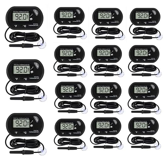 15Pcs Aquarium Thermometer Fish Tank Thermometer Reptile Fahrenheit Terrarium Water Temperature Indicator Test Digital with LCD Display Fahrenheit/Celsius