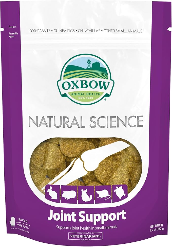 Oxbow Natural Science Joint Support, Anti Inflammatory Supplement for Rabbit & Guinea Pig, Oxbow Timothy Hay, Made with Glucosamine, Turmeric, & Yucca, Made in USA, 4.2 oz Bag