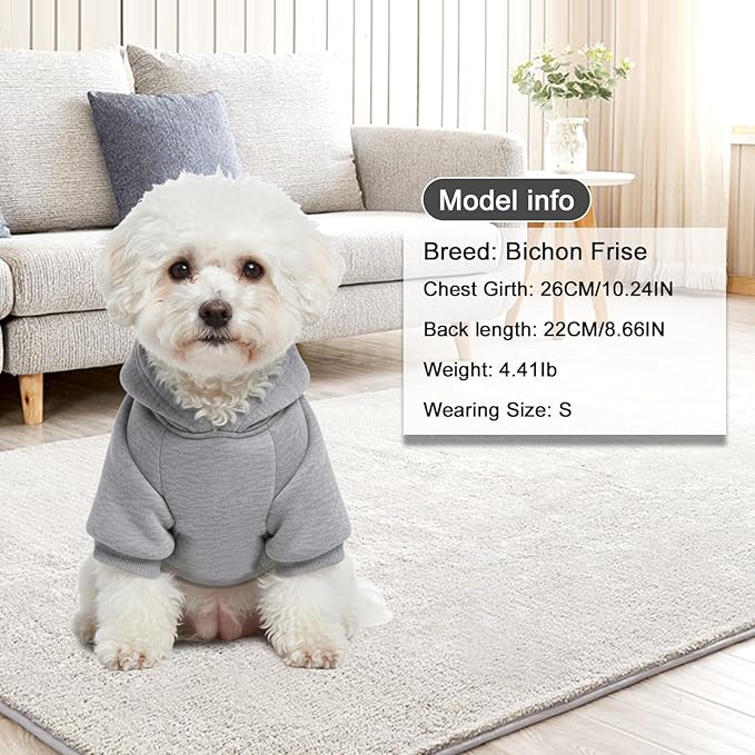 2 Pack Dog Hoodie Warm Hood Dog Sweater Cold Weather Small Dogs Sweatshirt Comfort Pet Clothes for Small Medium Dogs with Pockets (Grey+Pink, M (Back: 11.4",Chest: 16.9", 5.8-8.8 lbs))