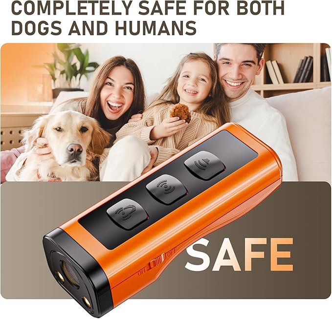 2 Pack Dog Bark Deterrent Devices, Rechargeable Anti-Barking Device for Dogs, 50ft Long-Range Ultrasonic, Correct Your Dog's Bad Behavior at the Push of a Button,Suitable for Small, Medium, Large Dogs