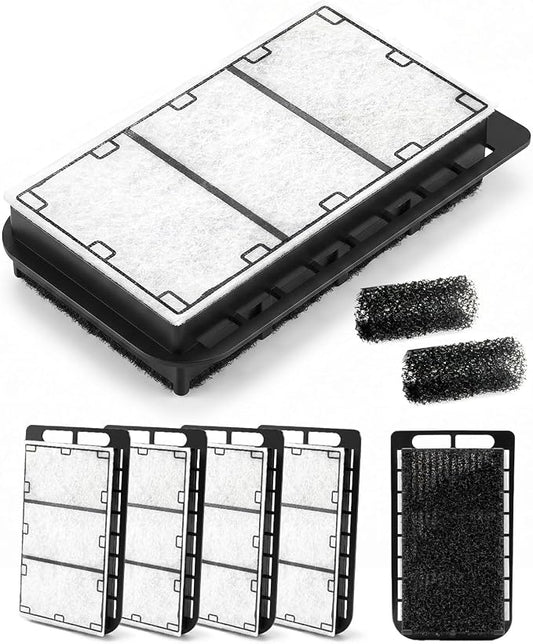 6 Packs Replacement Filter Cartridges with Intake Sponges (2 pcs) for Hang On Back Aquarium Filters,ONLY fit to up to 10 Gallon Filters