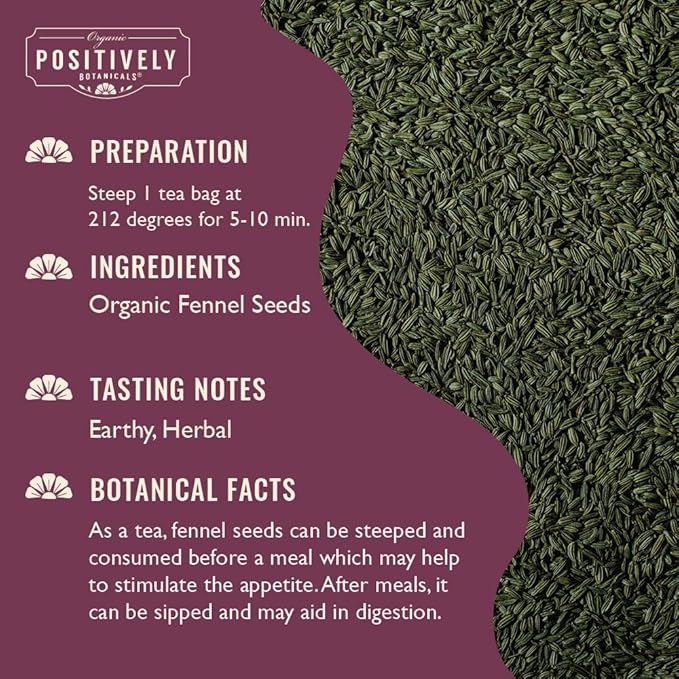 Organic Positively Botanicals Company, Fennel Seed Herbal Tea, Loose Leaf Botanical, 4 Ounce