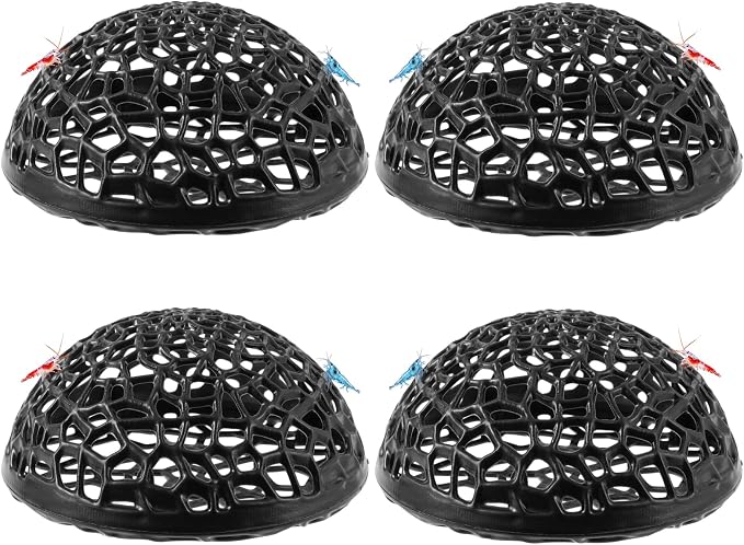 2 Pack Aquarium Shrimp Hide Cave, Porous Shrimp Hideout Shelter for Breeding & Molting, Detachable Tunnel Ornament for Fish Tank, Shrimp & Small Fish (Black - 4pcs)