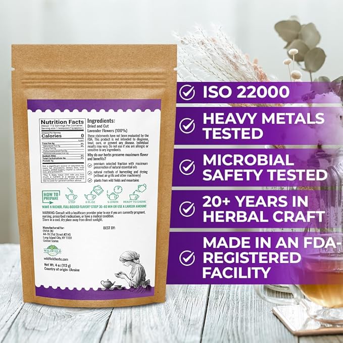 4 oz. Dried Lavender Flowers Herb Tea (Lavandula angustifolia) - 113 g Lavender Herbs Dried Tea Flores de lavanda