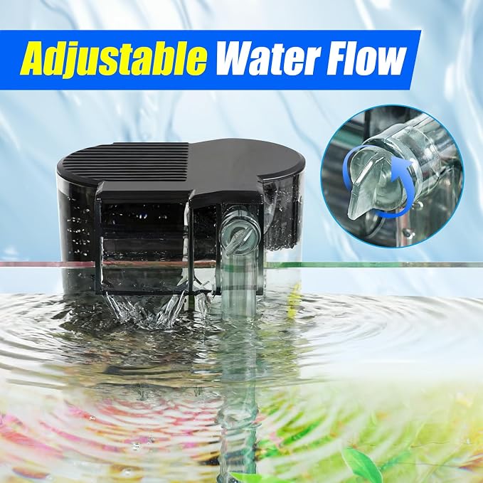 AQUANEAT Aquarium Hang on HOB Power Filter 5 Gallon Rimless Small Fish Tank Filter 90GPH (up to 5Gal)