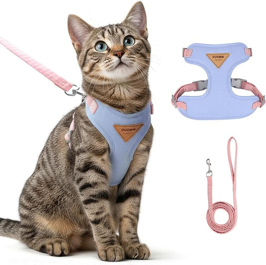 Escape-Proof Cat Harness and Leash Set - Adjustable and Comfortable - Ideal for Walking Cat Outdoors - Fits Small Dogs, Kittens, Medium, and Large Cats (Blue, M)