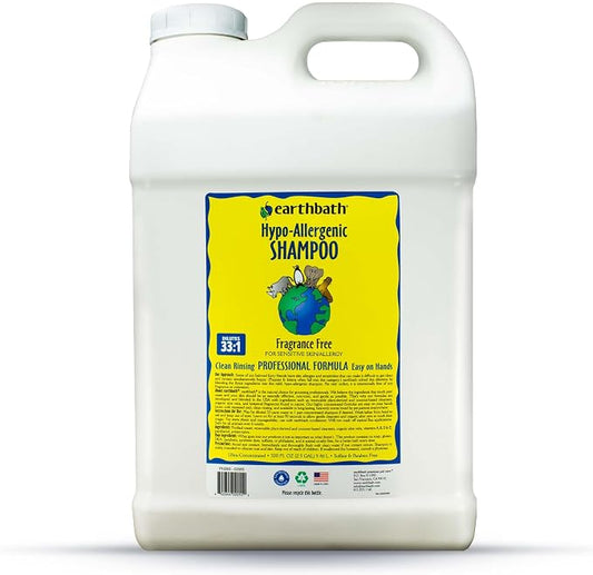 earthbath Hypoallergenic Dog Shampoo- Gentle Pet Shampoo for Sensitive Skin, Dog Wash in Bulk, Cruelty Free Shampoo for Pet Grooming, Dilutes 33:1, Made in the USA- Fragrance Free, 2.5 Gallon (1 Pack)