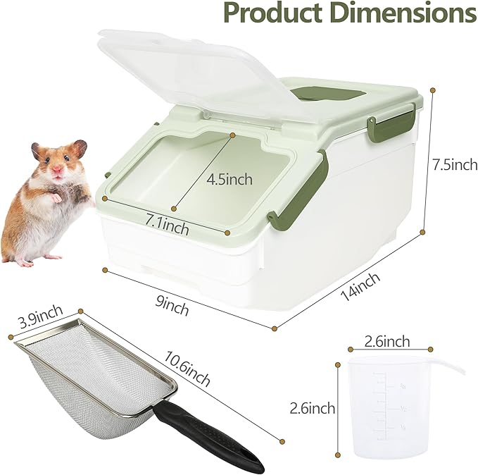 IOKHEIRA Extra Large Chinchilla Sand Bath Kit - Plastic Dust Bath House with Sand Cup & Shovel, Pet Shower Room for Hamster Hedgehog Guinea Pig Squirrel & Small Animals (Green)