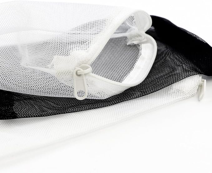 DEPEPE Aquarium Filter Media Bags 10 Pack 7.8x5.9in Zipper Mesh | Large Mesh, Zipper Closure, 5 White and 5 Black Bags, for Activated Carbon Ceramic Rings Biospheres and Filter Media