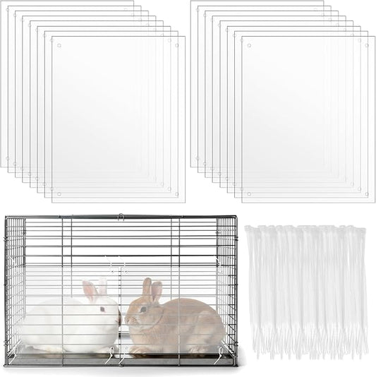 16 Pcs Rabbit Cage Urine Guard 10.2'' x 8.3'' Plastic Pet Splash Guard Panels Liner Protection Clear Edge Liner Guinea Pig Side Lining Habitat Siding Cage Protector
