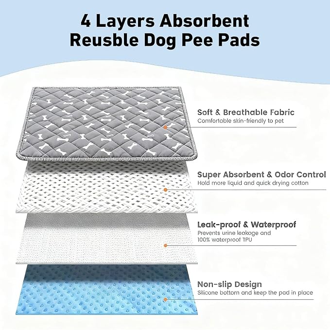 Puppy Pads with Pheromones,Washable Puppy Pee Pads for Dogs,Reusable Puppy Pads Washable for Dogs & Cats, Washable,Durable Leak-Proof & Anti-Slip Pet Training Pads for Home & Trave(Brown Puppy,M)