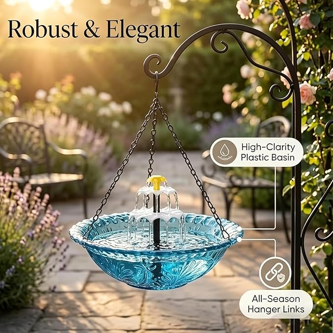 Solar Hanging Bird Bath Fountain, 2026 New 3 Layers Solar Powered Bird Bath Fountain, Outdoor Humming Birds Cascade Baths Fountains, Garden Patio Yard Backyard Lawn Decor (Gray)