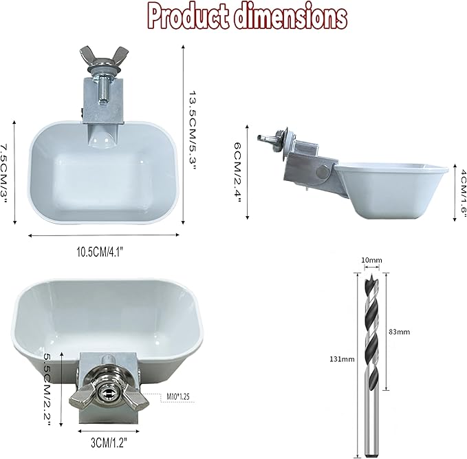 XINYI 2pcs Aluminum Alloy Chicken Water Cups, Automatic Metal Chicken Water Feeder for Dog, Cat, Bunnies, Ferret, Hamster, Guinea Pig, Chinchillas, Mice, Rats, Goat, Bird, Rabbit Water Bowl