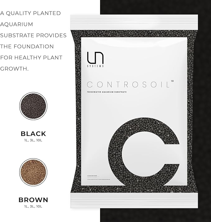 Ultum Nature Systems Controsoil - Freshwater Aqua Soil Substrate for Fish, Shrimp, Live Plant Propagation and Aquascaping - 6.8pH Low Ammonia, Volcanic Ash - Black, Extra Fine (10 Liter)