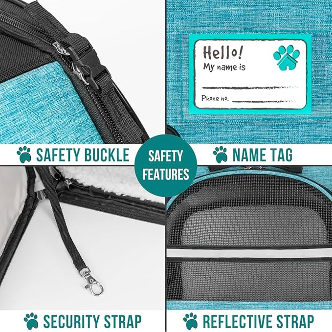 PetAmi Expandable Dog Backpack Carrier for Cats & Pets, Breathable Cat Carrier Backpack with Top Window & Multi-Entry, Ventilated Foldable Travel Carrier for Small Medium Pets up to 18 lbs, Teal Blue
