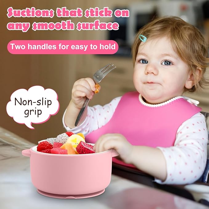 Domensi 4 Sets Kids Porcelain Bowls with Suction Sleeves Toddler Suction Bowl Upgrade Durable Microwave Dishwasher Safe Cereal Soup Snack Dishes for Baby Children Feeding Supplies (Macaron Colors)