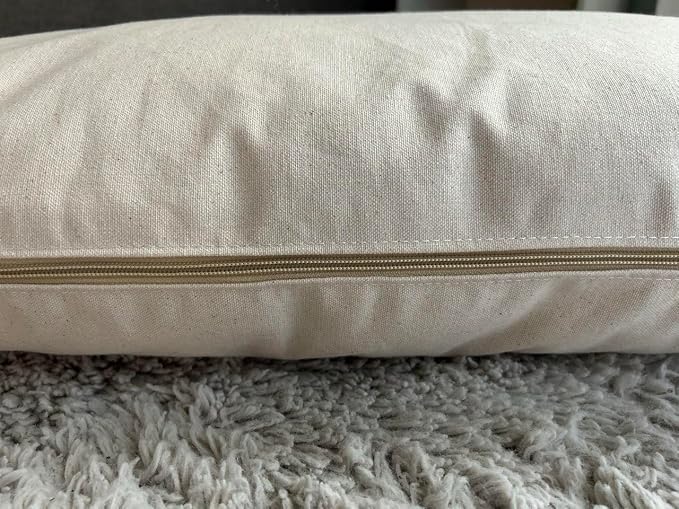 Natural Cotton Canvas Dog Bed – Raw Cotton Filled Pet Cushion Insert, Breathable Eco-Friendly Dog Mattress, Durable Washable Cover with Zipper (Natural, X Large 53"x36"x5")