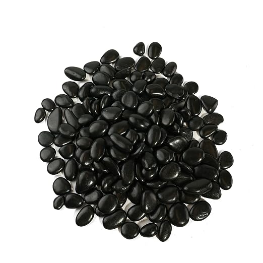 36 LBS River Rocks, StoneCreek, Decorative Garden Stones for Plant Landscaping, Polished Gravel Filler Pebbles for Home Decoration, Vases, Succulents, Flower Beds and Fish Tanks (Black, Medium)