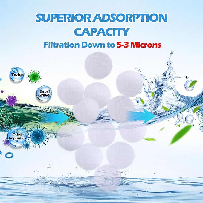 Pool Filter Balls 2.86 Lbs Reusable Media Replace 100 Lbs Sand | Improve Water Flow & Reduce Pump Strain, Machine Washable, Lightweight & Easy to Use for Swimming Pools and Aquariums