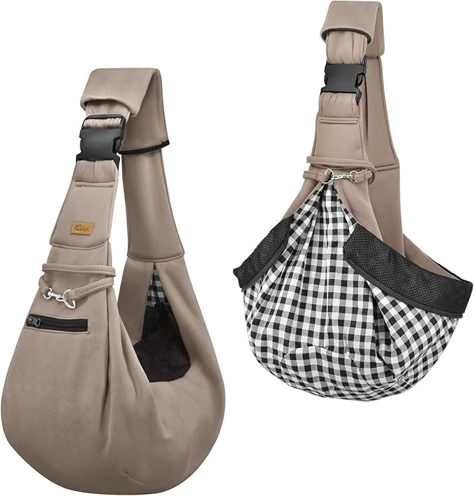 CUBY Dog and Cat Sling Carrier - Hands Free Adjustable Small Pet Sling - Soft Pouch and Tote Design - Suitable for Puppy, Small Dogs Cats Outdoor