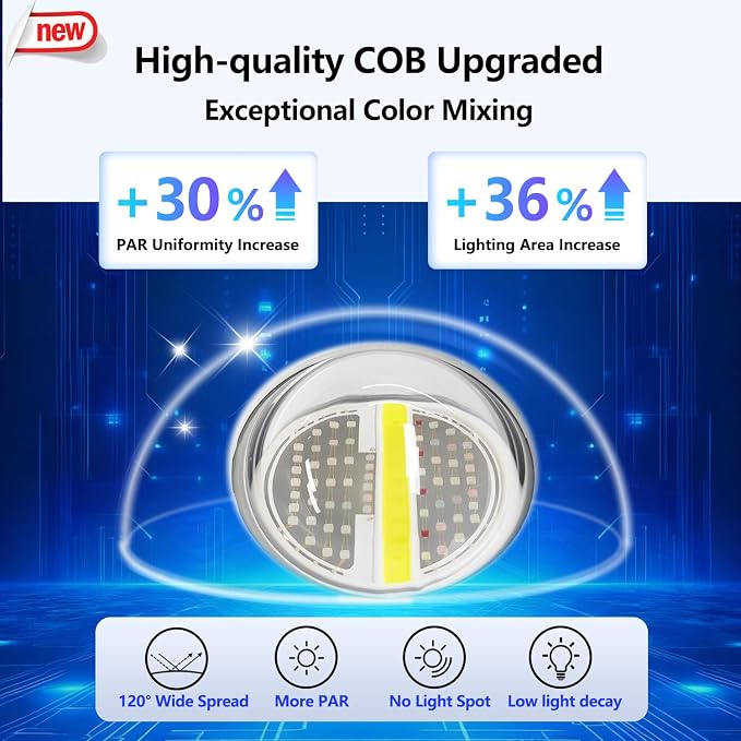 PopBloom 2026 New Launch 120W WiFi & APP Programmable LED Reef Aquarium Light, for 36" 48" 50" 72" Marine SPS LPS Corals & Saltwater Tanks (RL115 with Arm Kit)