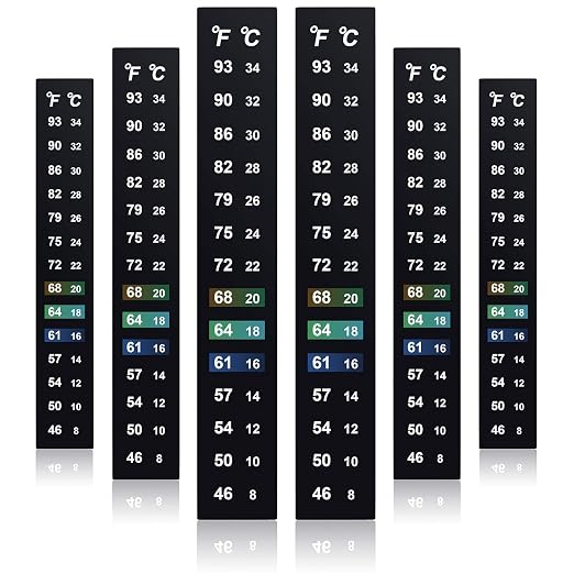 Zonon 48 Pcs Stick on Thermometer Strip for Brewing Fermenting Temperature Sticker Decal Crystal Adhesive 46-93 °f (8-34 °c) Digital Display Sticker for Wine Beer Aquariums