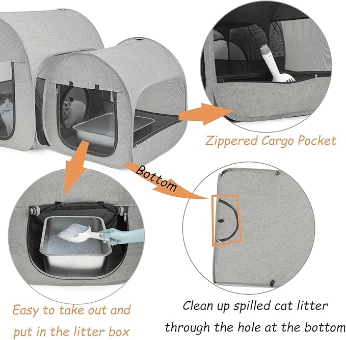 Portable Cat Playpen, Delivery Room, Enclosure, Postoperative Recovery, House Design for Better Standing, Foldable Pet Tent for Indoor and Outdoor Use, Cat Houses & Condos (Light Grey)