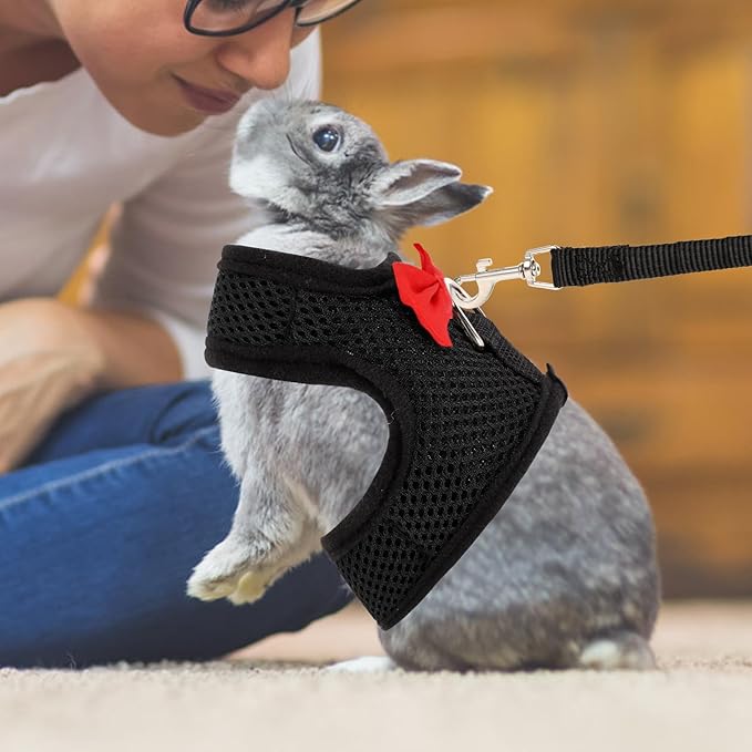Balacoo Small Animal Harness Leash Set Breathable Soft Mesh Small Pet Vest Harness Size S Chest 20-23cm Rabbit Walking Leash for Guinea Pig and Other Small Pets