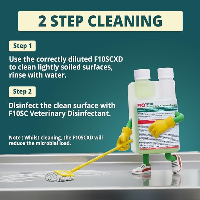 F10 SCXD Concentrated All Purpose Disinfectant Cleaner With Soap For Kennels, Litter Box, Cage, Terrariums, Habitats, Vet Practices - 200 ml (6.8oz)