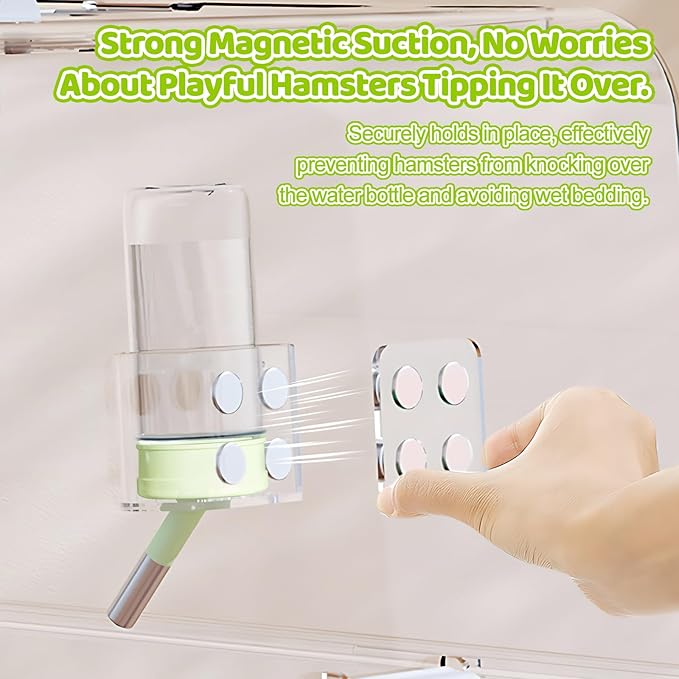 Hamster Water Bottle with Magnetic Stents,Guinea Pig Water Bottle No Drip,Small Animals Water Bottle Dispenser for Glass Tank,for Hamster Guinea Pig Bunnies Ferrets Hedgehog Other Small Pets,4oz