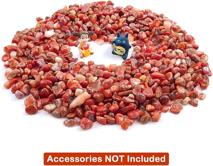 WAYBER Natural Crushed Red Agate Quartz Decorative Gravel Stones, 2 Lbs | Toxin-free, Colorfast, Great for Reiki Healing, DIY Crafts, Vase Filler, Aquarium Landscaping & Planter Décor