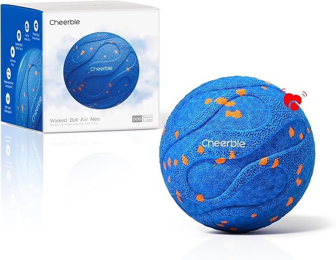 Cheerble Smart Interactive Dog Toy, Wicked Ball AIR Neo, Heartbeat Puppy Toy Automatic Moving, Bouncing, and Rotating, ETPU Material, IPX7 Waterproof Rating, Active Rolling Ball for Medium & Large Dog