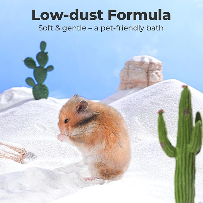 mini&moe Hamster Sand Bath - Low-Dust Bathing Sand with Odor Control & Oil-Absorbing, Dual-Use Potty Litter for Hamster, Gerbils, Chinchillas, Mice and Other Small Pets