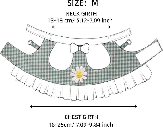 SMOLKITH Rabbit Clothes - Bunny Adjustable Checkered Dress with Leash, Small Animal Apparel for Walking - Fits Guinea Pigs, Chinchillas, Meerkats, Prairie Dogs, Pet Rats (Green Mini Gingham Dress)