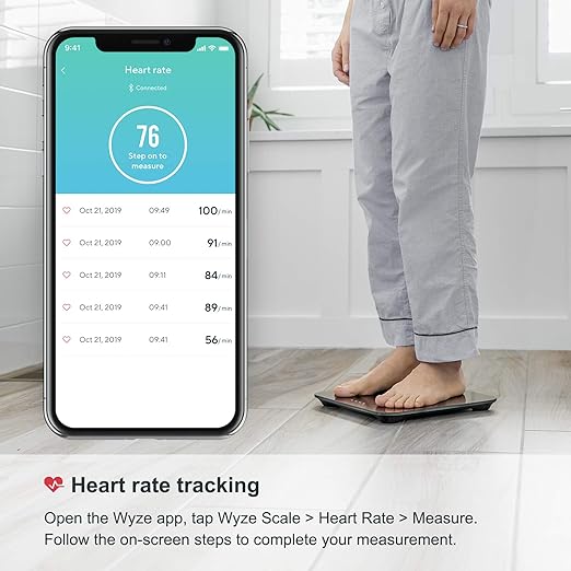 Wyze Scale for Body Weight, Digital Bathroom Smart Scale for Body Fat, BMI, and Heart Rate, 12 Body Composition Analyzer with App, Bluetooth, 400 lb (Blue)