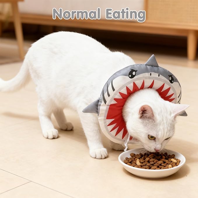 BEAUTYZOO Cat Cone Collar Soft, Cat Donut Recovery Collar after Surgery to Stop Licking, Kitten E Collars Neck Pillow Cone for Cats, Adjustable Elizabeth Pet Collars for Puppy Small Dogs, Grey Shark S