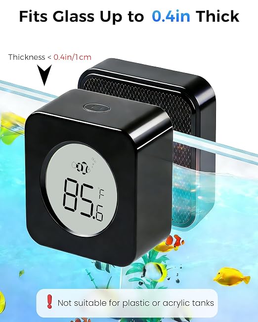 Aquarium Magnetic Cleaner with Thermometer 2 in 1 Fish Nano Tank Glass Cleaner Tool Algae Scrapers Mini Magnet Brush Only for Glass Tank (Up to 20 Gallons)