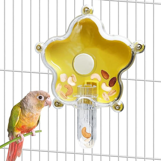 BNOSDM Bird Foraging Toys Cockatiel Foraging Wheel Parrot Cage Spinning Toys Parakeet Enrichment Puzzle Feeder Toy for Budgies Lovebirds Canaries (Yellow)