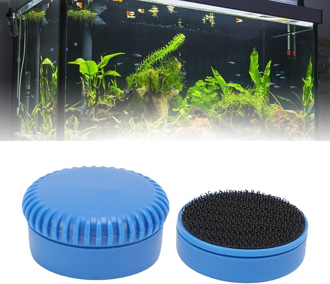 Pssopp 2Pcs Magnet Algaes Scraper, No Scratch Magnetic Fish Glass Cleaner Mini Scrubber Tool for Aquarium Glass Accessories