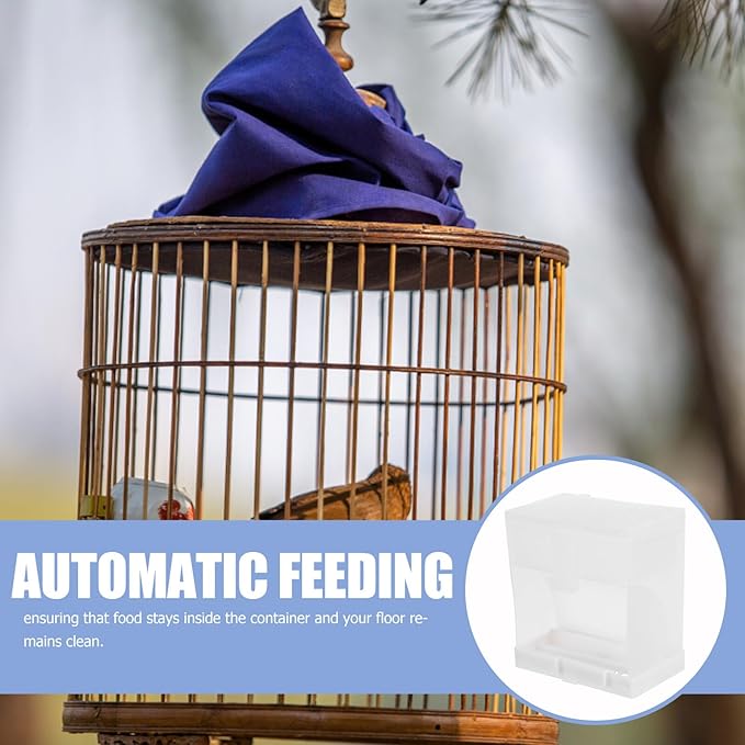 No Mess Automatic Parrot Feeding Container 450 Gram Acrylic Bird Feeder Splash-Proof Seed Dispenser for Cage Pigeons Parakeets Pet Supplies