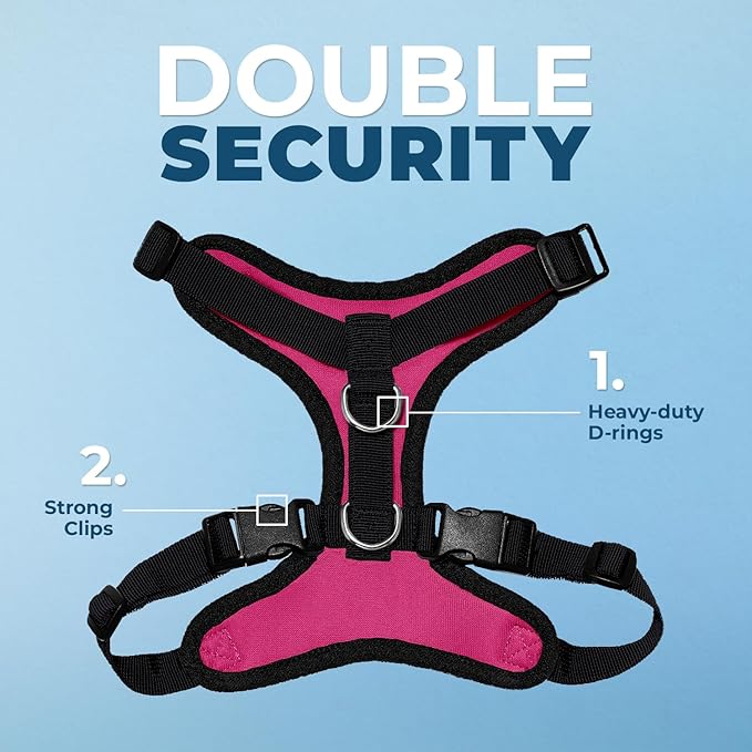 Voyager Step-in Pet Harness - All Weather Mesh, Adjustable Step in Harness for Cats and Dogs by Best Pet Supplies - Fuchsia/Black Trim, XS