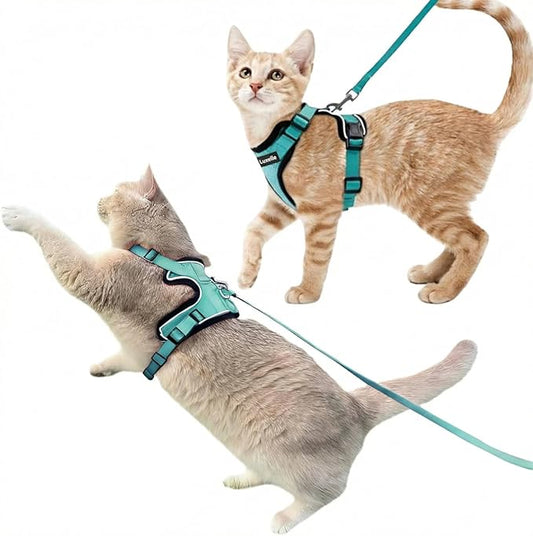 Luxelle 2 Pack Escape-Proof Cat Harness and Leash Set for Walking – Adjustable No Pull Soft Vest with Easy-Wear Buckle, Reflective Straps, Breathable Mesh – Outdoor Travel Harness for Cats & Kittens