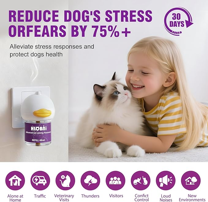 Cat Calming Diffuser – Dual Diffuser Kit with 2 x 30-Day Refills, Premium Cat Pheromones Calming Diffuser for Stress, Anxiety, Aggression & Pee Spraying Relief (Purple, 2 Count (Pack of 1))