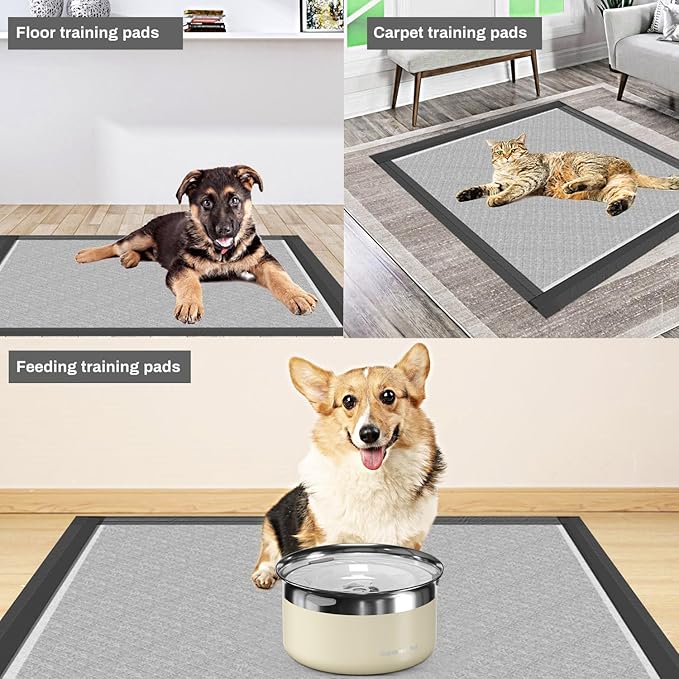 Charcoal Puppy Pads Rugular 22x22 Inches Small Dog Pee Pads Odor-Control & Leak-Proof Disposable Pet Training Edge-Wrapping Thicken Potty Pad for Dogs, Cats, Rabbits (50 Pieces)