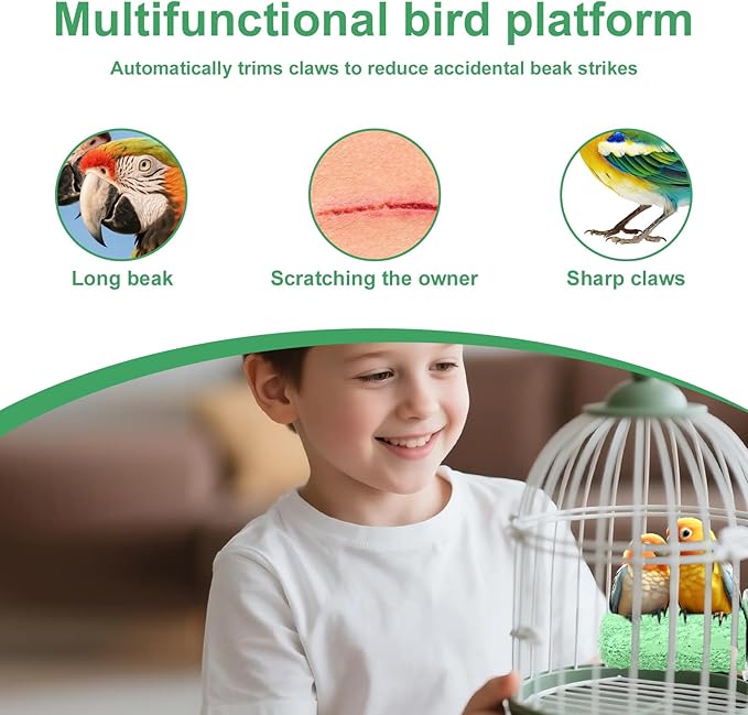 2 Pcs Bird Beak Grinding Stone, Ice Cream Style Small Green Parrot Perches Stand for Cage Perch Toy Foot Claws Trimmer Teething Toys Accessories for Budgies Parakeets Cockatiels