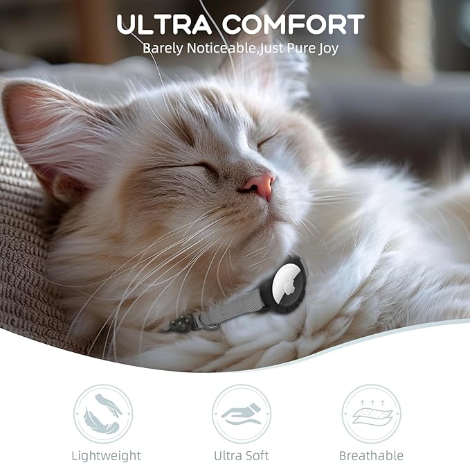 AirTag Cat Collars, Stretchy Collar with Apple AirTag Holder and Bell, Breakaway Ultra Design Elastic GPS Tracking Collars for Cats and Puppies, (7.5-12.5 Inch), Gray