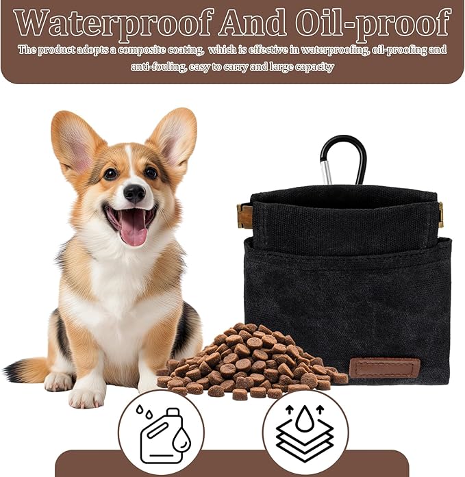 Xthrotsenk 2 PCS Treat Pouch Treating Pouches for Pet Training Small Dog Treat Pouch 4.9 X 4.7 Inch Dogs Treats Bag for Walking, Outdoor Use, Daily Use (Black, Gray)
