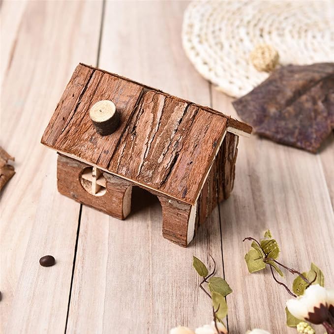 Hamster Wooden Hideout House Natural Pet Rats Climbing Play Hut Hideaway Room for Dwarf Hamster, Small Mouse, Rat,Gerbil and Other Pet Small Animals