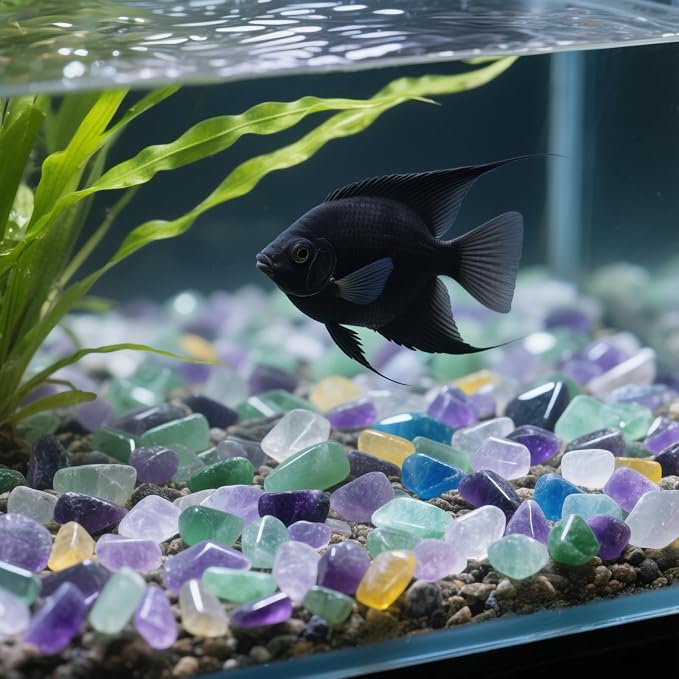 0.96LB Aquarium Gravel Fluorite Natural Quartz Crushed Crystal Vase Filler Fish Tank Decorative Stones Succulent Rocks Bulk Polished Irregular Shaped